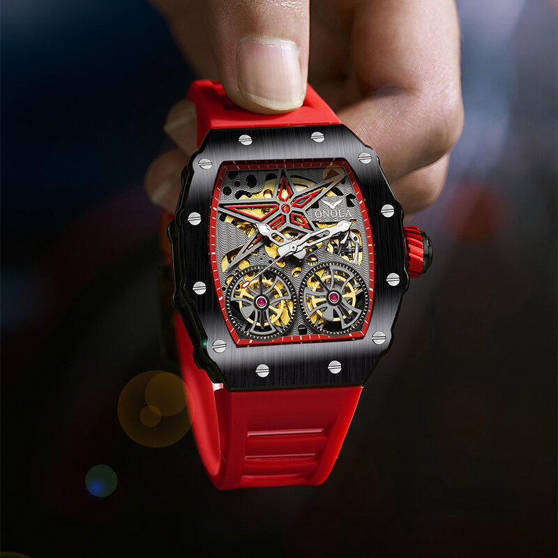 Nova marca de luxo relógios onola moda oco totalmente automático relógio mecânico masculino à prova dwaterproof água
