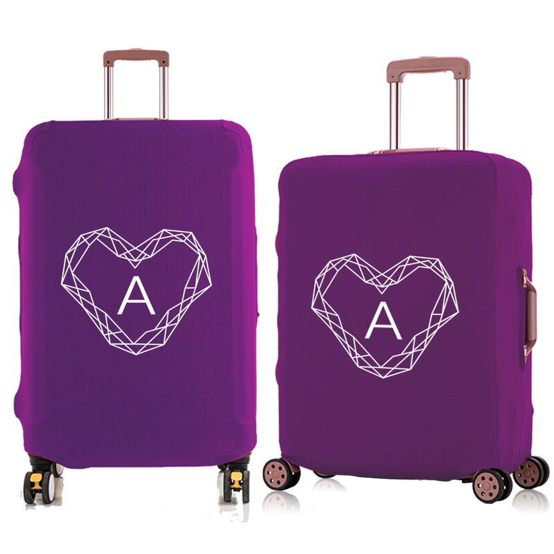 Travel Suitcase Cover Diamond Letter Pattern Foldable Elastic Luggage Protective Case for 18"- 28" Baggage Travel Accessories
