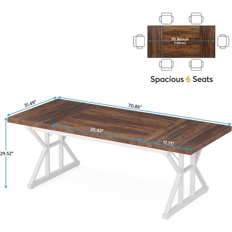 Tribesigns โต๊ะผู้บริหารขนาด70.8นิ้วโต๊ะคอมพิวเตอร์ขนาดใหญ่โต๊ะทำงานโต๊ะแล็ปท็อปสไตล์โมเดิร์นเรียบง่าย