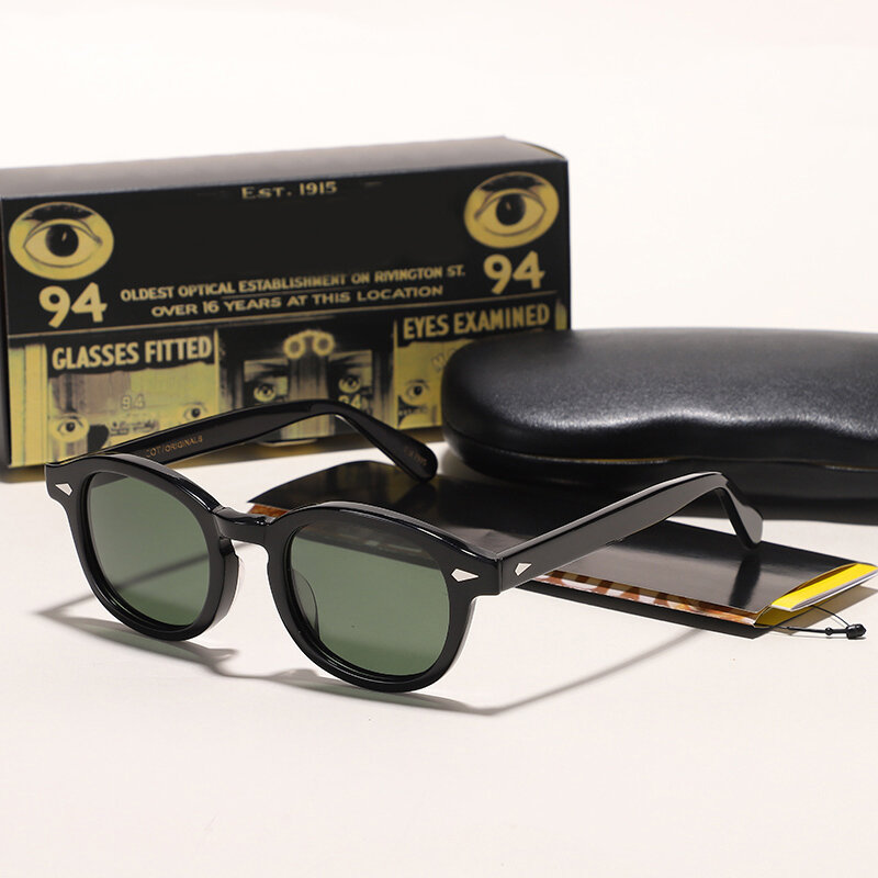 Johnny Depp Lemtosh verde polarizado óculos de sol, armação de acetato vintage, óculos de sombra para motorista, marca de luxo