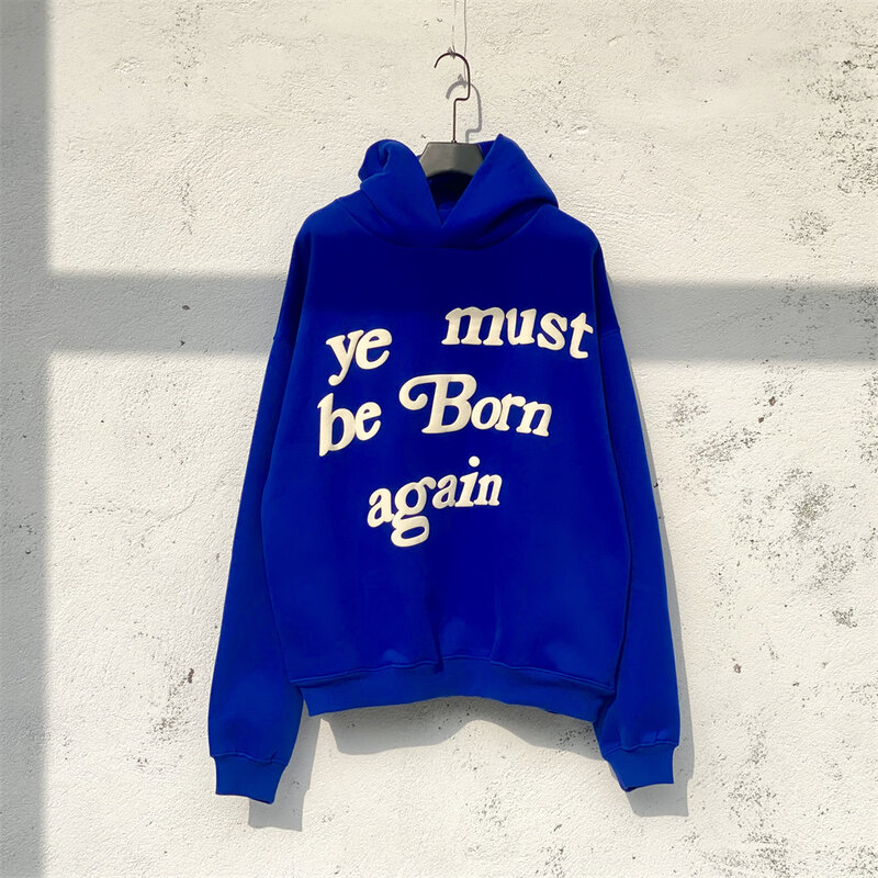 2022เสื้อฮู้ดกันหนาวผู้ชายเสื้อกันหนาว CPFM XYZ Ye Must Be Born Again โฟมพิมพ์ Hoodie Hooded Hip Hop Streetwear เสื้อกันหนาว Harajuku