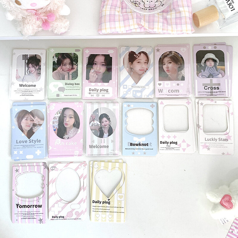 Mini soporte de tarjeta hueca Kawaii, bolsa de colección de tarjetas de fotos, bolsa de fotos DIY, papelería escolar, Kpop, 10 piezas