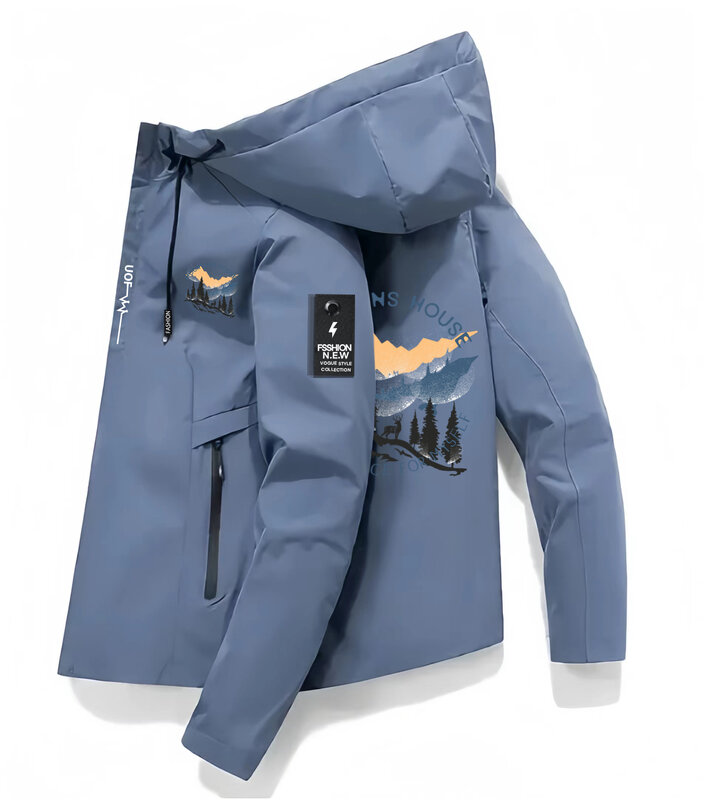 마운틴 하우스 네이처 그래피티 프린트 2024 후드 재킷, 따뜻한 재킷, 방수 조깅 캐주얼 코트, 남성 패션 루즈 코트