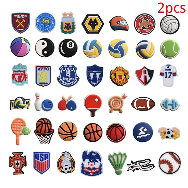 ball characters soccer basketball badminton table tennis baseball bowling volleyball shoe buckle charms accessories decorations