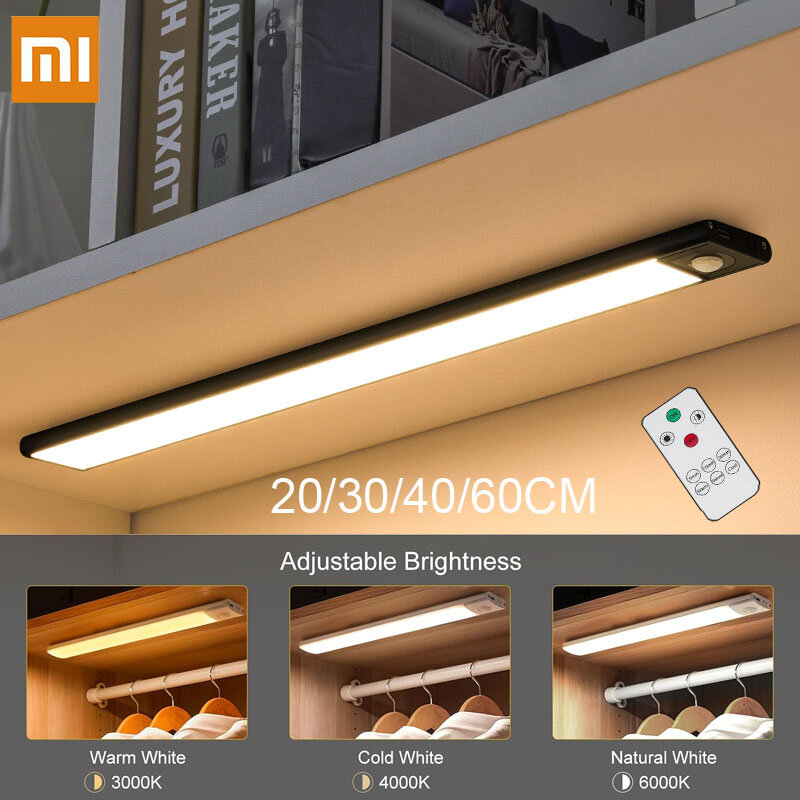 Xiaomi-Tira de luz LED nocturna inalámbrica, Sensor de movimiento, recargable por USB, para dormitorio, cocina, armario, lámpara, iluminación con Control remoto