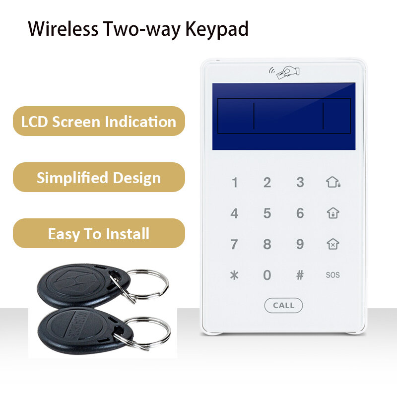 Wireless 433MHz Passwort Zwei-Wege-Tastatur Touch-Tastatur mit 2 stücke RFID-Lese-Tag Arm/Entwaffnung für Fokus ST-IIIB, ST-VGT, HA-VGW