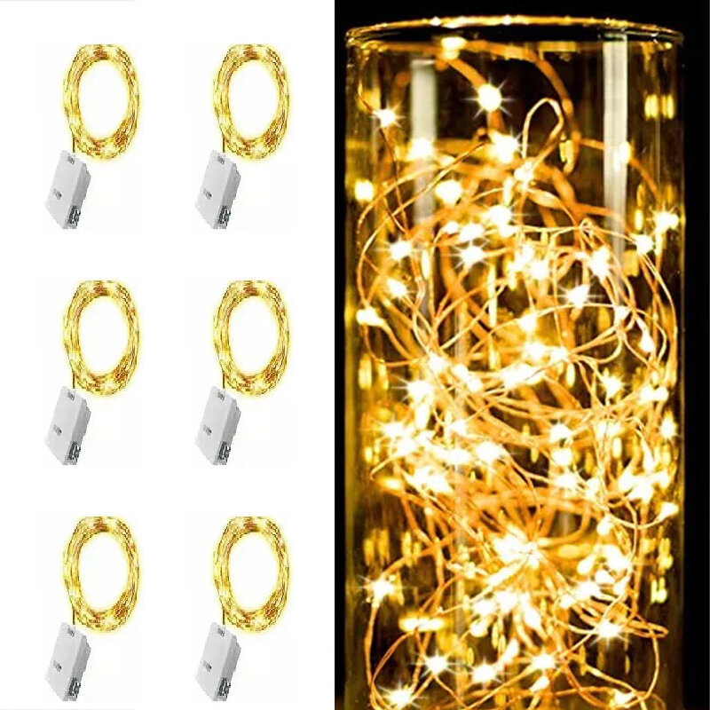電池式LEDフェアリーライト,防水,パーティー,クリスマス,新年,1m, 2m, 3m, 6個