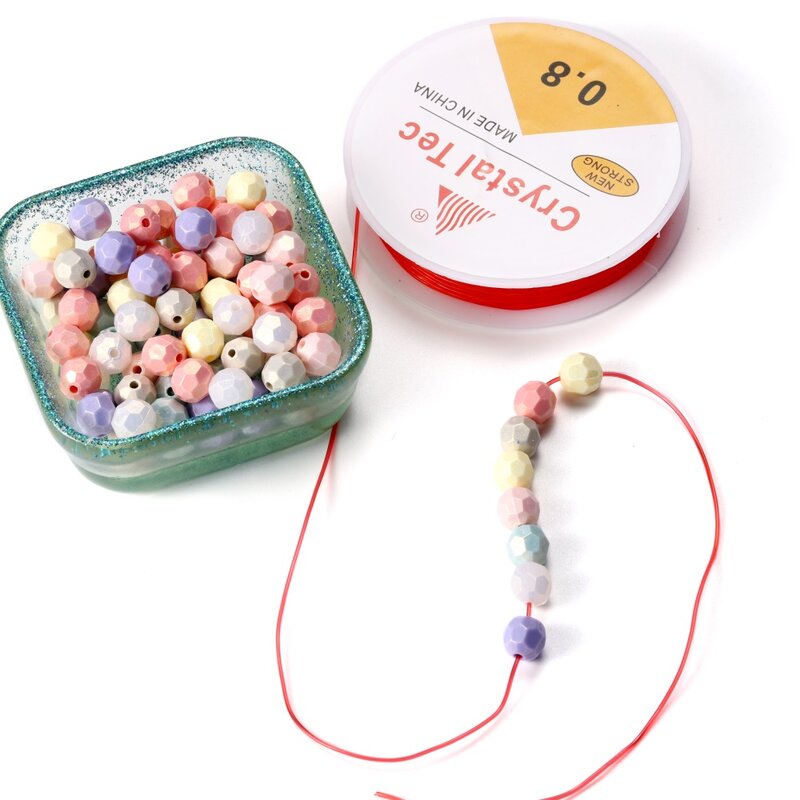 Cordon élastique 0.5-1.0mm, fil de perles extensible, ficelle en fibre, pour la fabrication de bijoux, bricolage, perles de rocaille, bracelet en perles de poney
