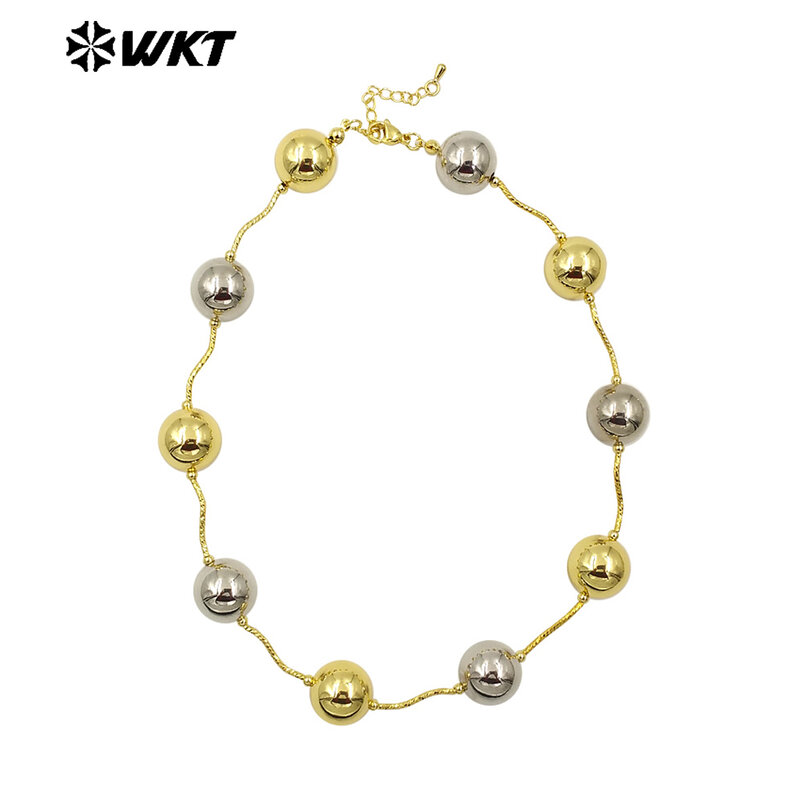 WT-JFN07 Dignified dan elegan 18k emas & perak manik-manik Spaced 40cm untuk wanita pesta koktail perhiasan kalung