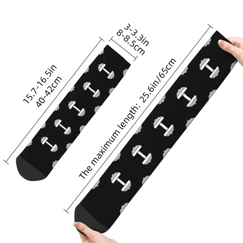All Seasons Crew Stockings Barbell Workout Icon Socks Harajuku Hip Hop Long Socks Accessories for Men Women Christmas Gifts