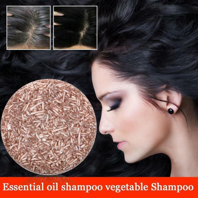 Champú antipérdida para el cuidado del cabello, esencia poligonal, jabón para oscurecer el cabello, fórmula suave orgánica Natural, champú para el cabello gris inverso