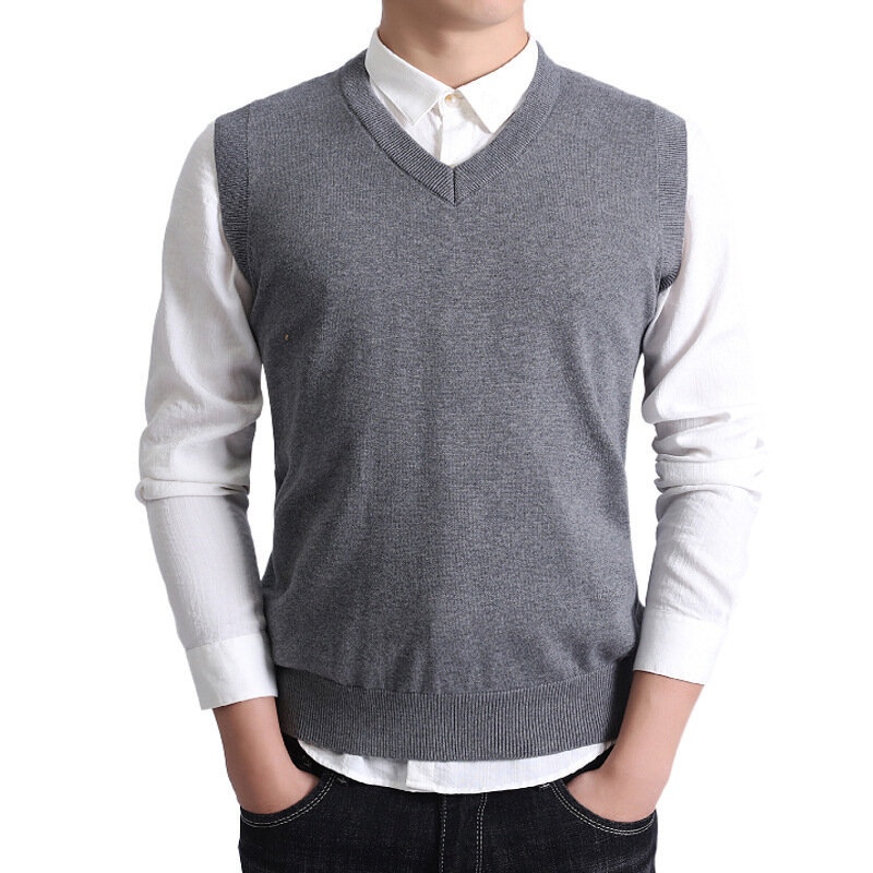 MRMT-colete masculino de malha casual com decote em v, suéter masculino de meia idade, roupa sem mangas, novo, 2024