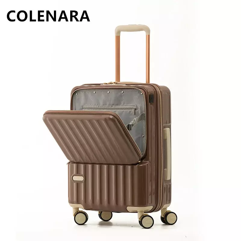 Colenara กระเป๋าเดินทางแบบมีล้อ, กระเป๋าเดินทางเปิดด้านหน้าใหม่กระเป๋าเดินทางใส่แล็ปท็อปกระเป๋าเดินทางชาร์จ USB ได้20 "24" ABS + PC