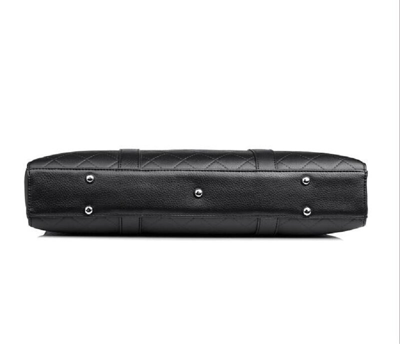 Men High Quality Leather Business Briefcase Fashion Diamond Lattice Zipper Shoulder Bags Large Capacity Handbag Notebook Bag