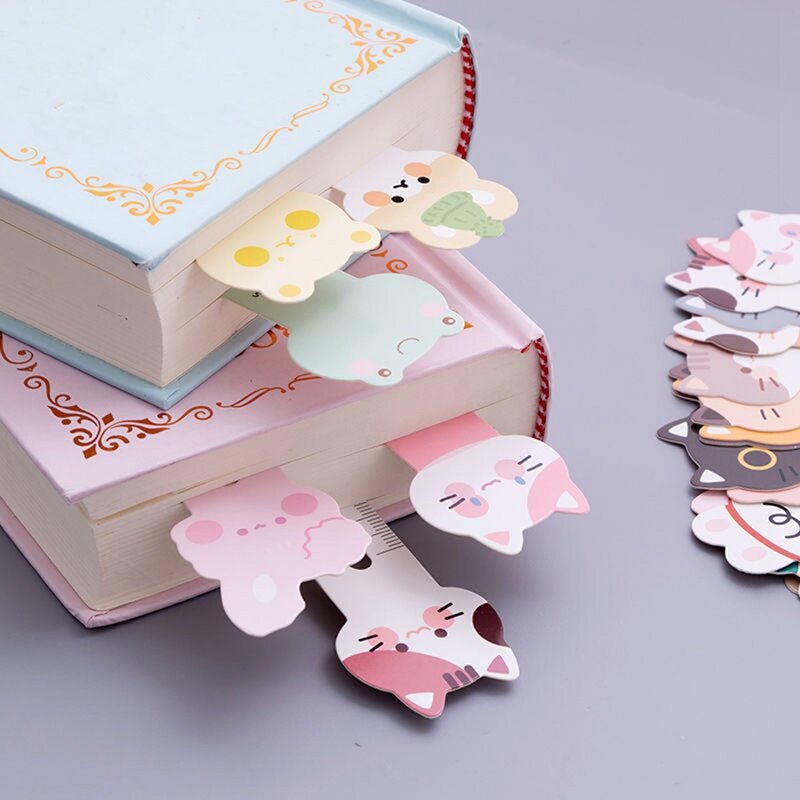 50 buah bookmark bertema hewan anak-anak-lucu, tahan lama, & praktis alat bantu baca/penggaris mudah dipasang mudah digunakan