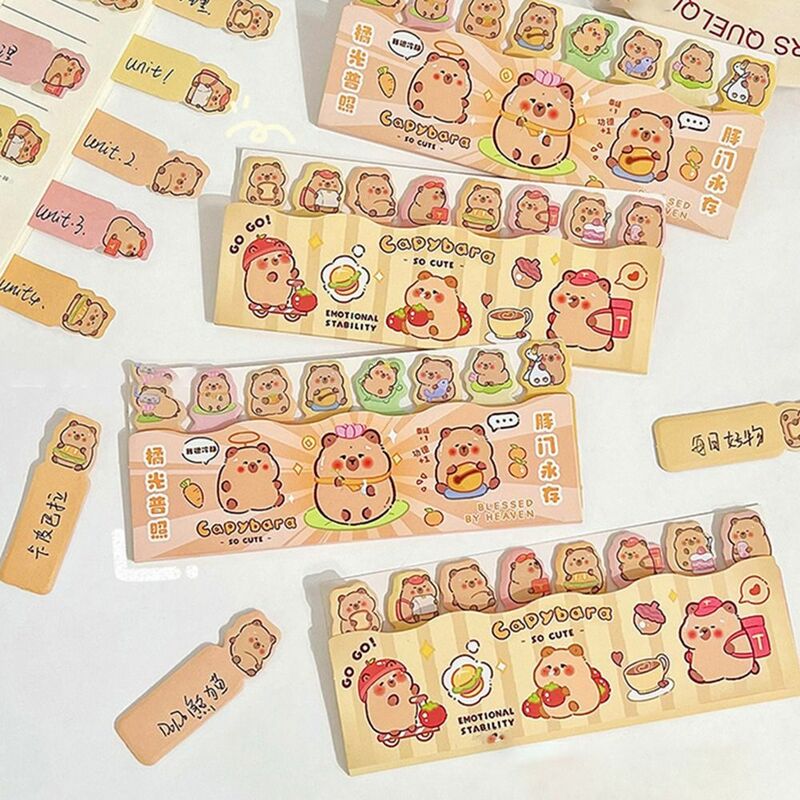 Etiquetas de índice Capybara autoadhesivas, papel de mensaje de dibujos animados multifunción, notas adhesivas multiusos, decoración de diario