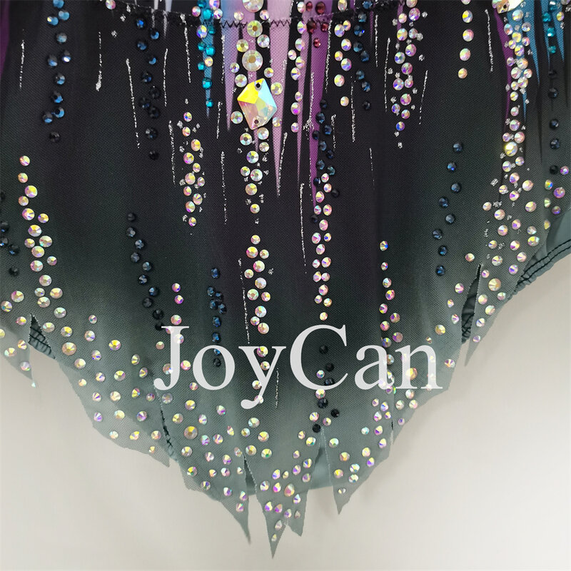 JoyCan-Strass Collants Ginástica para meninas e mulheres, Spandex, Elegante Dance Wear, Roxo, Competição