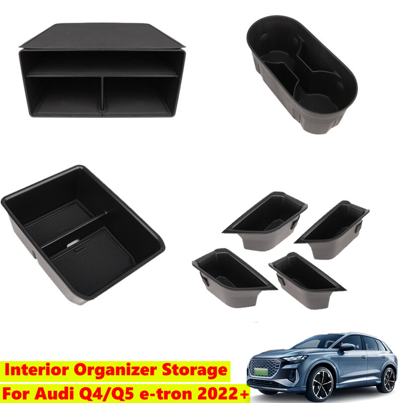 Per Audi Q4/Q5 E-Tron 2022 + Organizer per interni scatola di immagazzinaggio bracciolo Console centrale Tidy Stowing accessori Auto