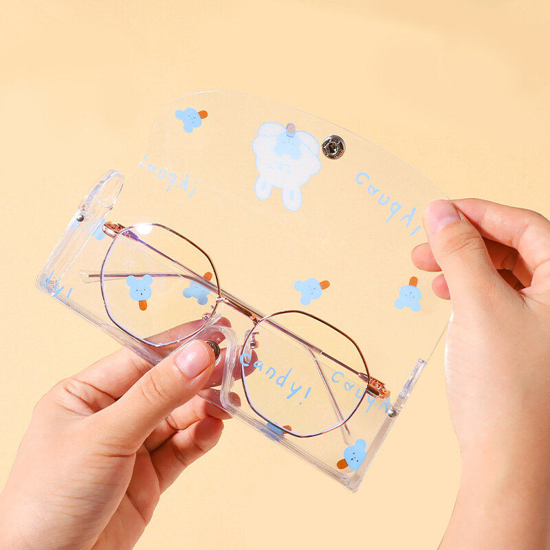 Portátil transparente PVC Eye Glasses Box para mulheres, estojo de proteção, caixa de transporte, acessórios portáteis para óculos, novo, 1pc