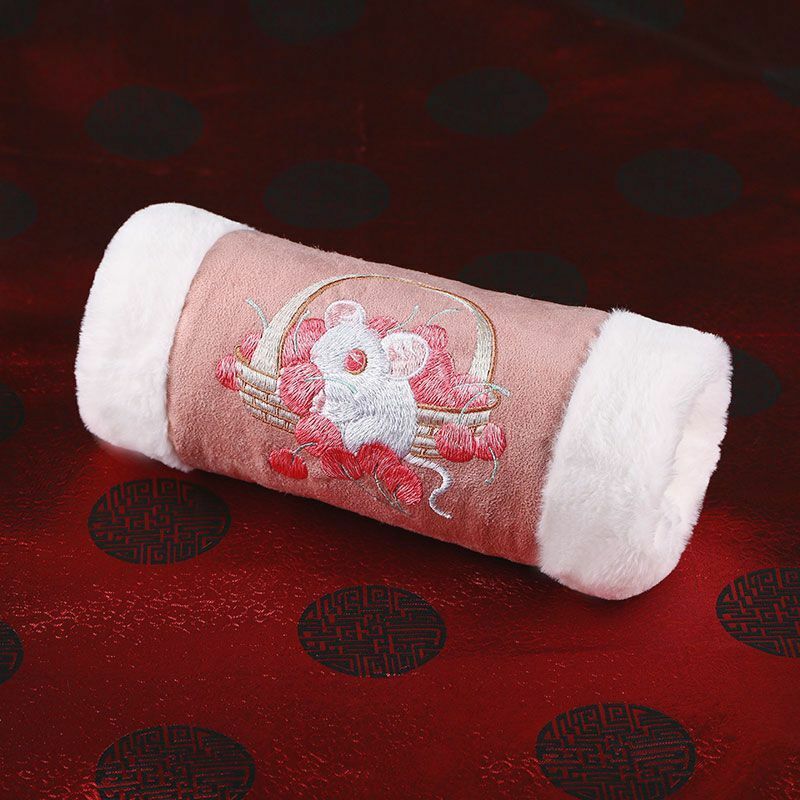 Hanfu-funda de mano con bordado chino de zorro y conejo, calentador de manos multicolor, cálido, Otoño e Invierno