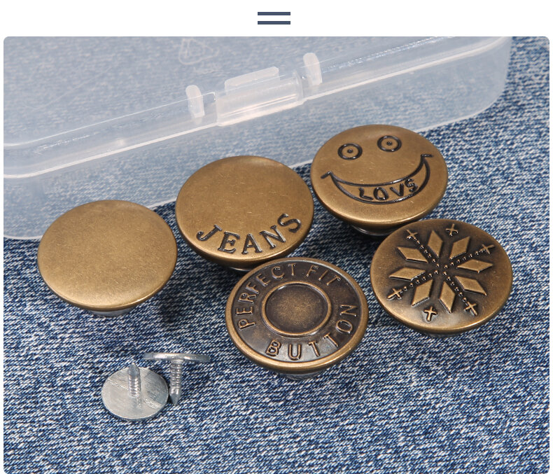 10 pezzi bottoni in metallo retrò staccabili chiusura a scatto pantaloni Pin per Jeans bottone retrattile fibbie senza cucito Fit ridurre la vita
