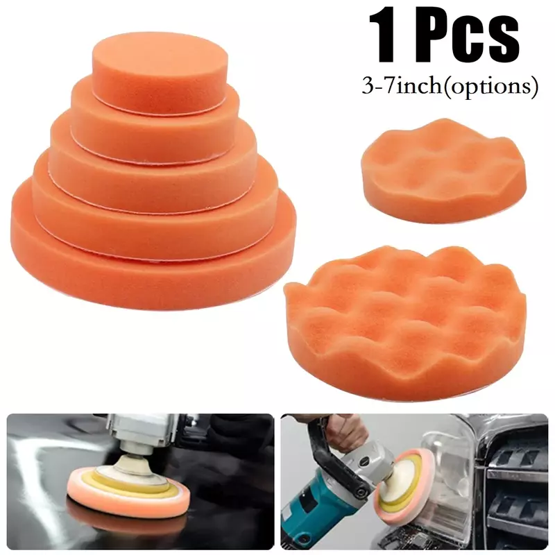 1pc Sponge Polishing Pad For RO/DA Car Polisher 3-7inch Waxing Pad Sponge Polishing Flat/wavy Foam Pads Replacement Parts