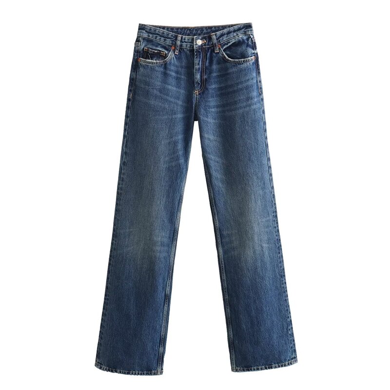 Модные джинсы, новинка, прямые штаны со средней посадкой, узкие штаны с широкими штанинами