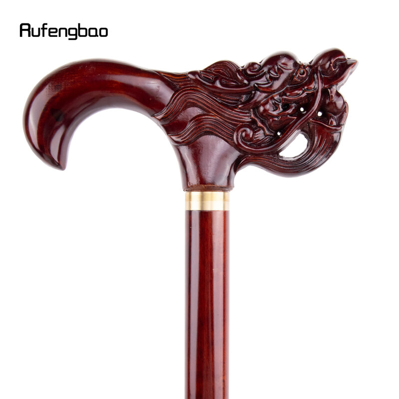 Beard merah naga kayu sambungan tunggal modis tongkat berjalan dekoratif tongkat Cospaly Halloween tongkat cruk 95cm