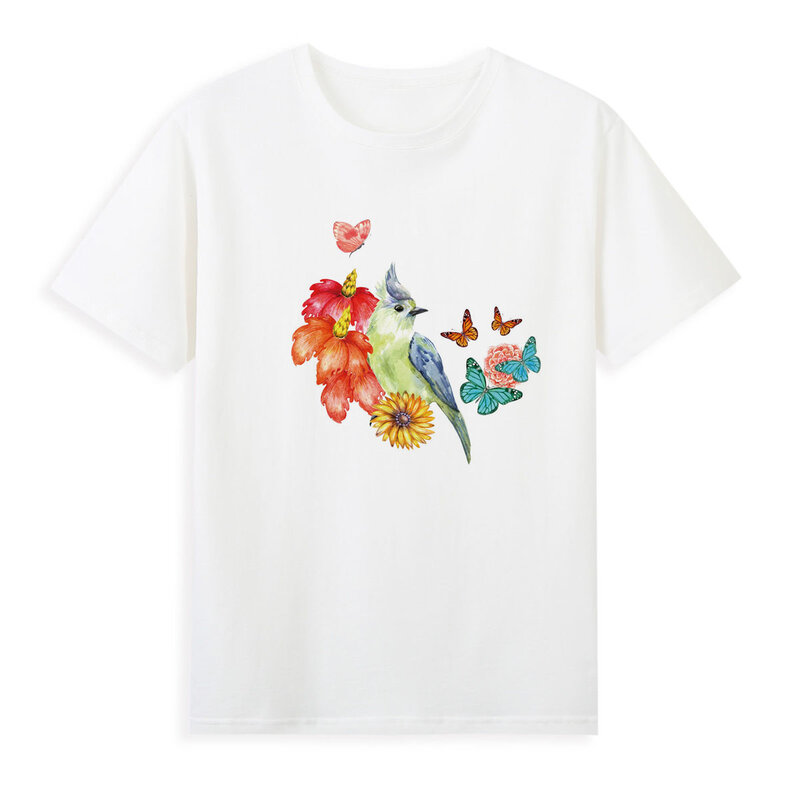 Kaus Kupu-kupu Bunga-burung Baru Jual Kaus Pribadi Musim Panas Atasan Permeabel Udara Kualitas Tinggi A041