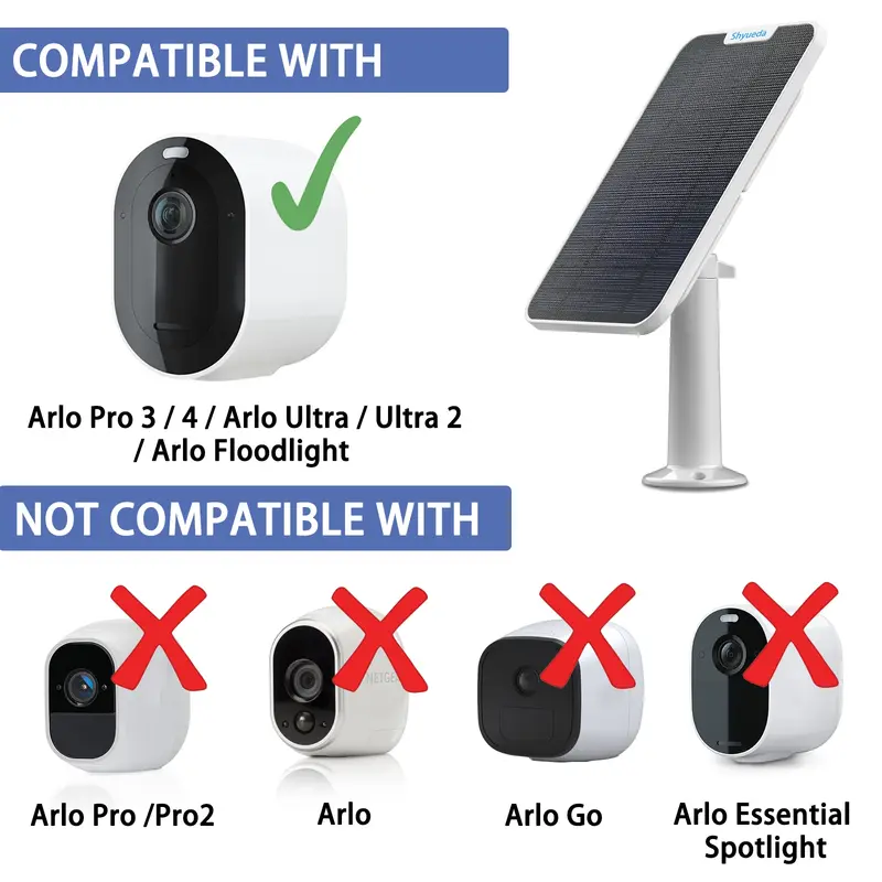 ソーラーパネル4w,arlo Ultra/ultra 2/pro 3/pro 4/pro 3/go/go 2ケーブルマウント (白) 用充電器