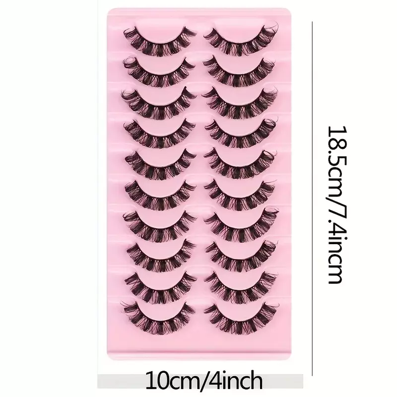 10 Pairs Russian Strip Lashes DD Curl False Eyelashes Fluffy Wispy Faux Mink Lashes Pack