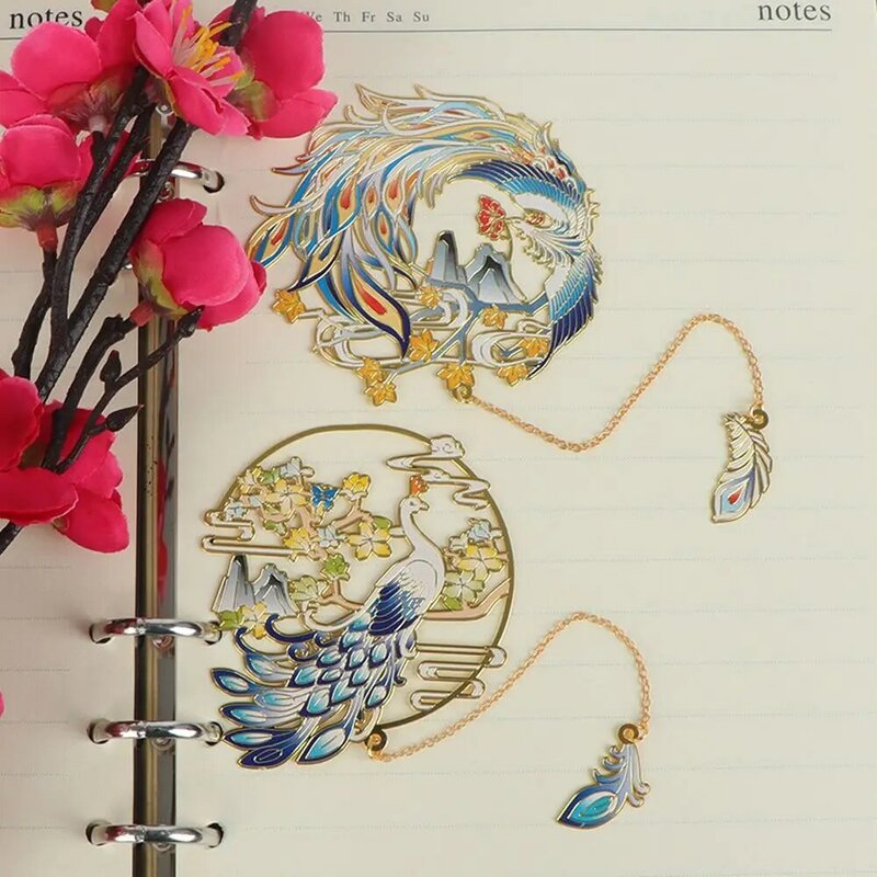 Marque-page en laiton de style chinois, pendentif pompon, clip de livre Myenson classique, bête de bon augure, marque de faune en métal