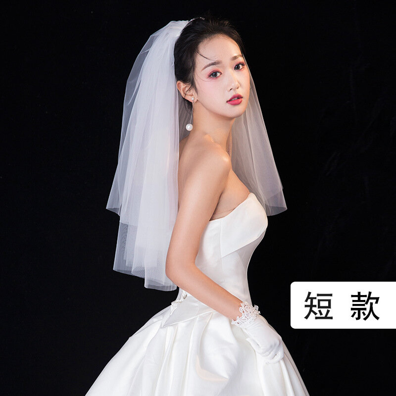 2-Tier Bridal Veil with Comb Ivory  Tulle Veil Simple Short Veils Charming Elegant Cathedral Veil Wedding Dress Access