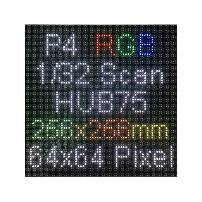 Módulo de pantallas LED P4 para interiores, paneles de pantalla RGB P4 a todo Color, matriz LED de 256mm x 256mm, 64x64 píxeles