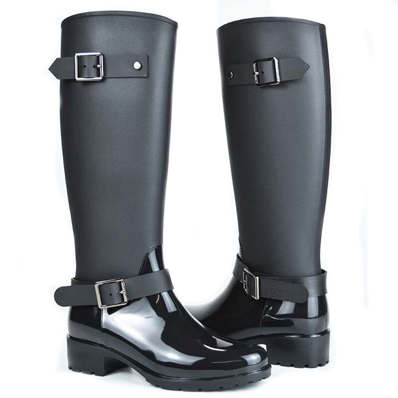 Botas de media caña con cremallera para mujer, zapatos de lluvia con hebilla de goma, diseño de marca, Primavera e invierno, 786