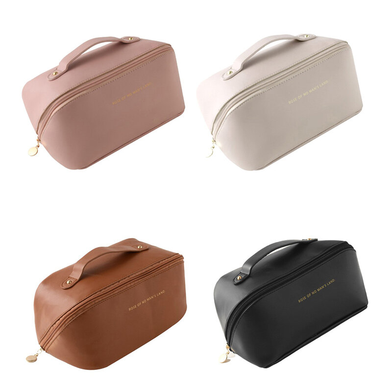 Large Travel Cosmetic Bag for Women Leather Makeup Organizer Female Toiletry Bags Toiletries Organizer Female Storage Makeup Cas
