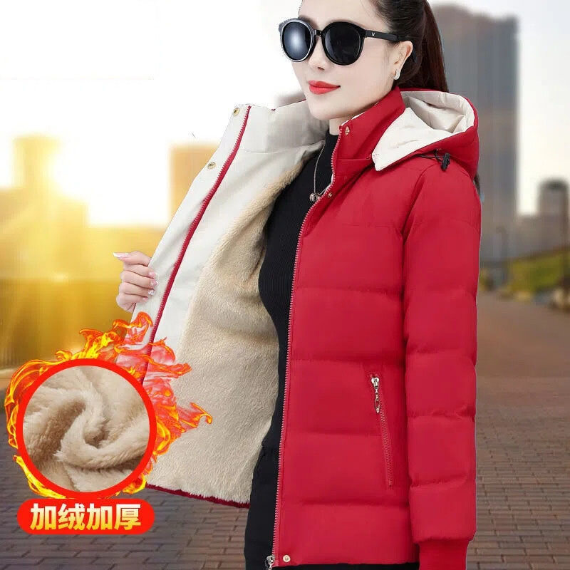 2023 New Add Velvet Add Cotton Down Cotton Clothes Women Korean Style Loose Fashion Keep Warm Padded Jacket Overcoat Parka Coat