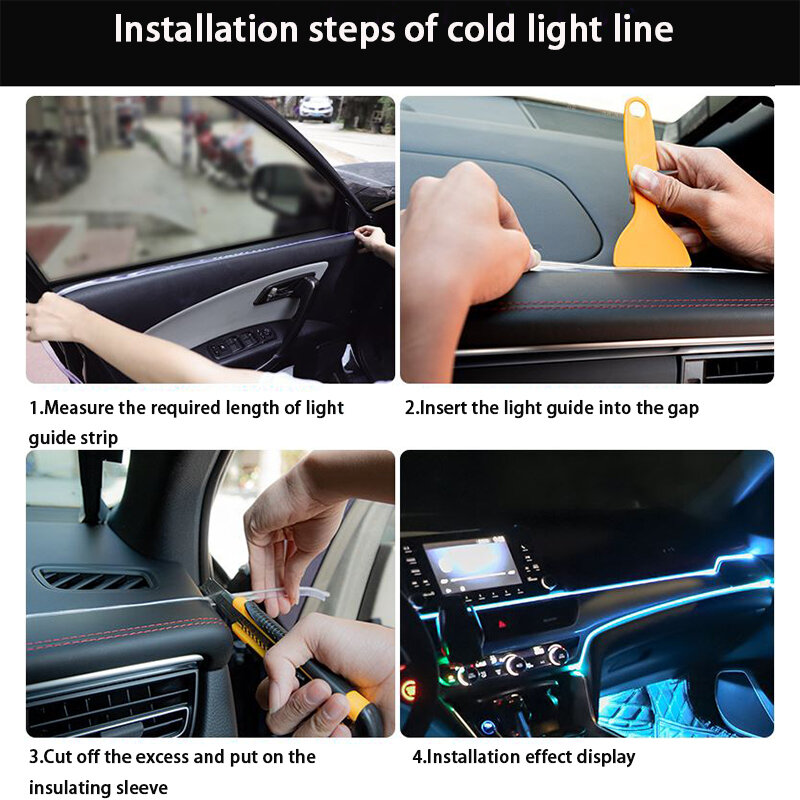 Lampu Suasana Mobil Lampu Interior Mobil Lampu Garis LED Dekorasi Karangan Bunga Tali Kawat Garis Tabung Lampu Neon Fleksibel USB Drive