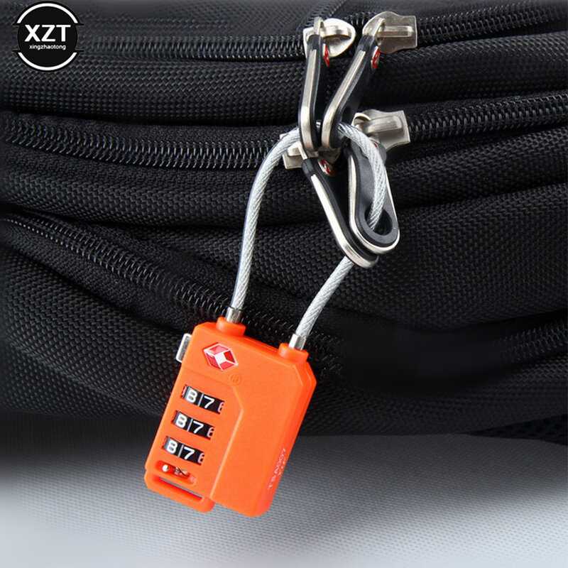 Candado de combinación de equipaje portátil, Cable de seguridad aprobado por TSA, candado de equipaje, combinación de 3 dígitos, candado de contraseña