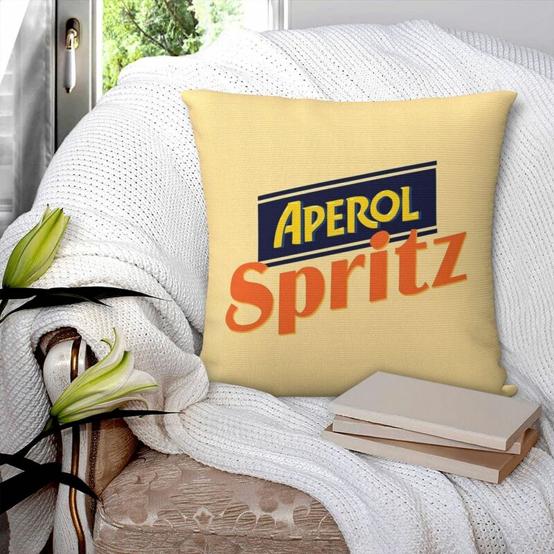 Aperol-funda de almohada cuadrada Spritz, cubierta de almohada de poliéster, cojín de terciopelo, decoración cómoda para el hogar y el coche