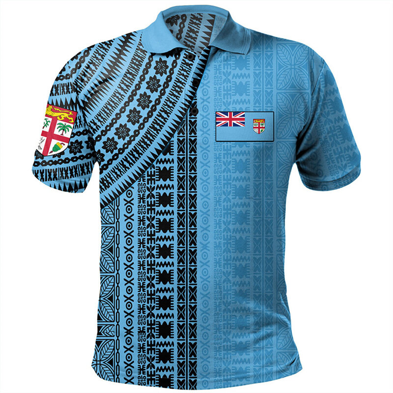 Модная рубашка-поло с Фиджи для мужчин и женщин, гавайская полинезийская рубашка-поло с 3D принтом, повседневные футболки на пуговицах, летние футболки с коротким рукавом