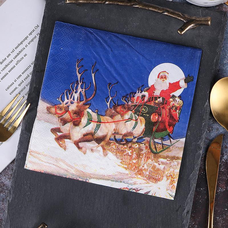 クリスマス手作りナプキン,ダブルプライ,創造的なハンドタオル,キッチンデコレーション,パーティーテーブル,新年,冬,20個