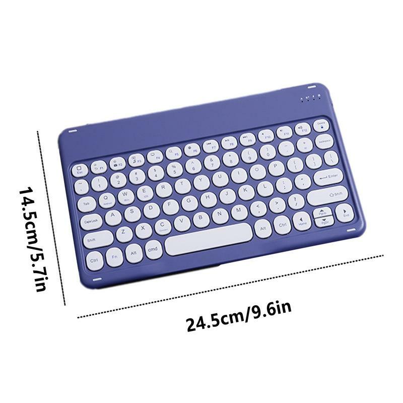Mini teclado sem fio para tablets e telefones, chave redonda, máquina de escrever, IOS