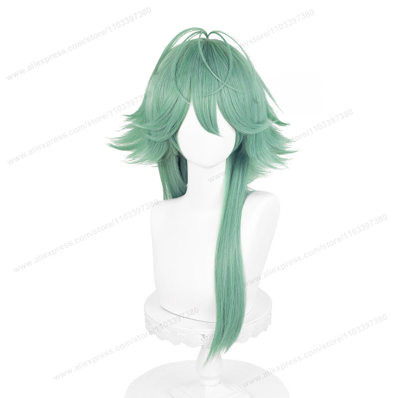 Heartsteel Ezreal Wig Cosplay pria, rambut palsu sintetis tahan panas Cosplay Ezreal panjang hijau 60cm