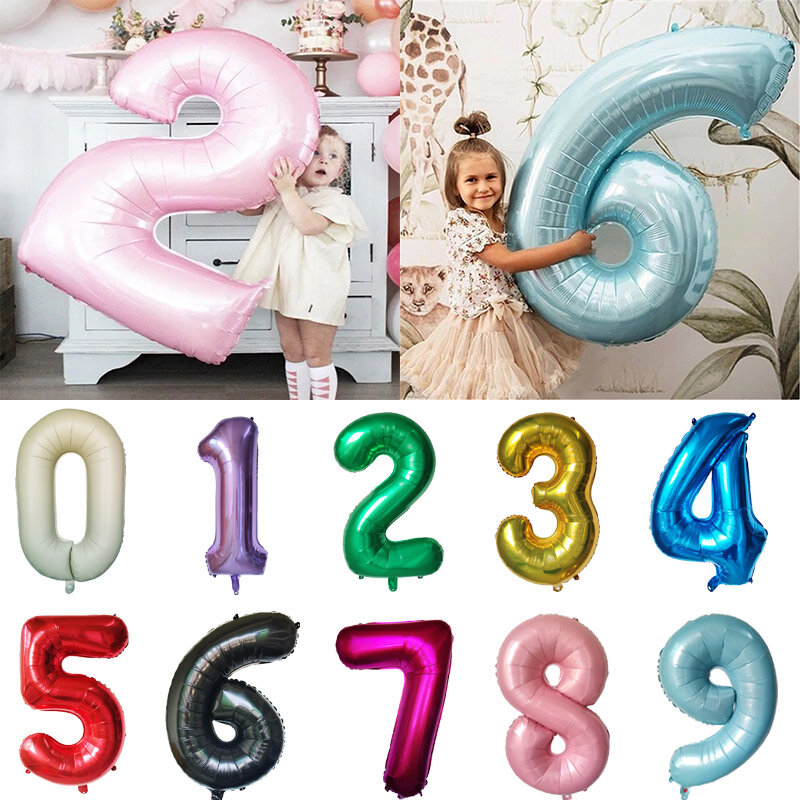 Ballons à hélium en feuille d'aluminium avec chiffres, décoration de mariage, décorations de fête d'anniversaire, ballons à air pour enfants, baby shower
