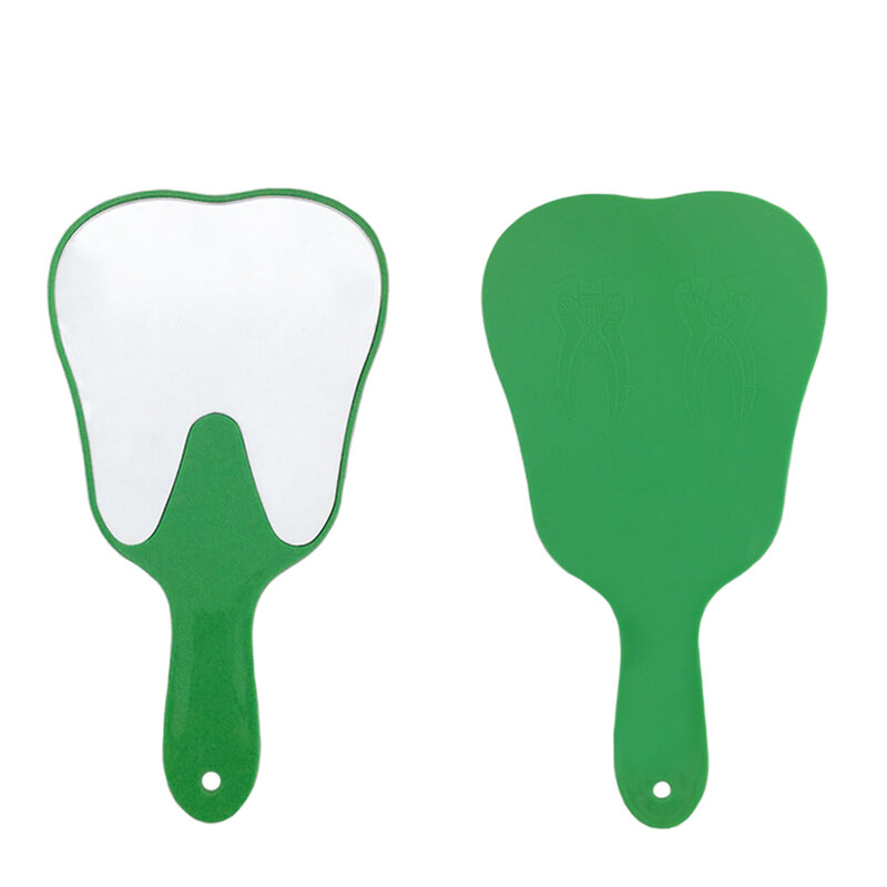 Dente em forma de PVC inquebrável Mão Dental Espelho com Alça, Boca Dente Exame Inspeção, Presente Odontologia, Oral Care Espelhos