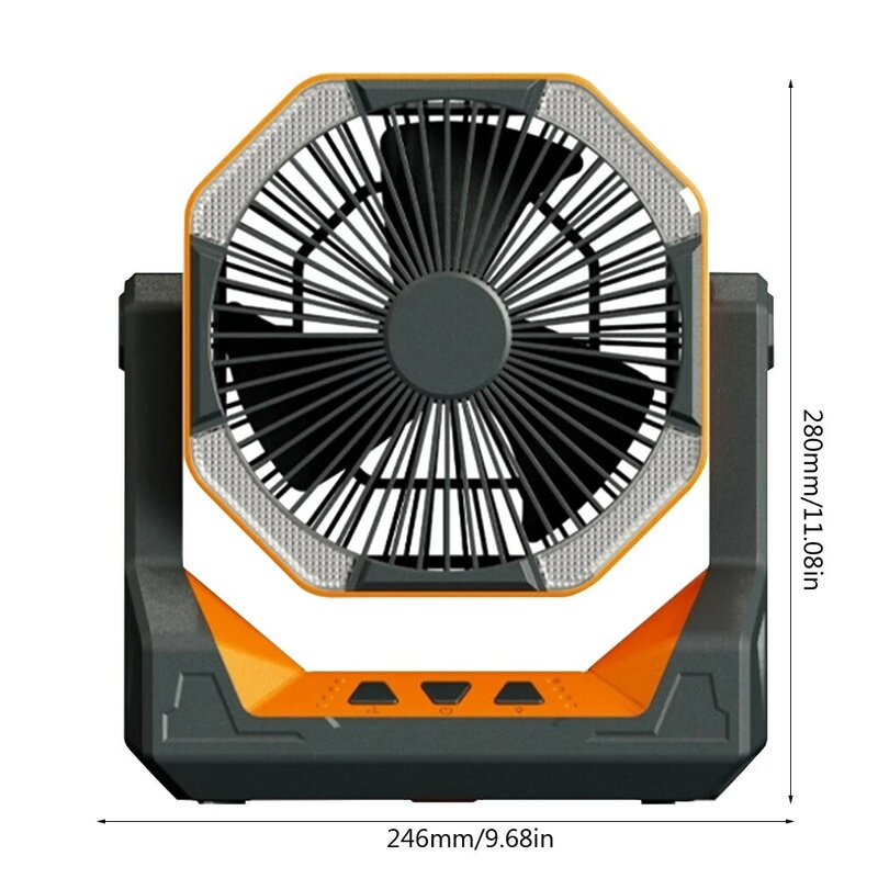 Телескопический походный вентилятор 8000 мАч, портативный складной настольный вентилятор, внешний аккумулятор для экстренных ситуаций с ночной яркостью, 4-скоростные принадлежности для кемпинга