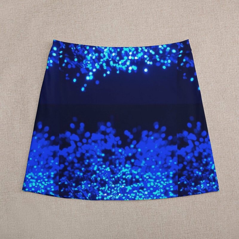 Mini saia azul para mulheres, saia de fibra óptica mini vestido extremo, 2023