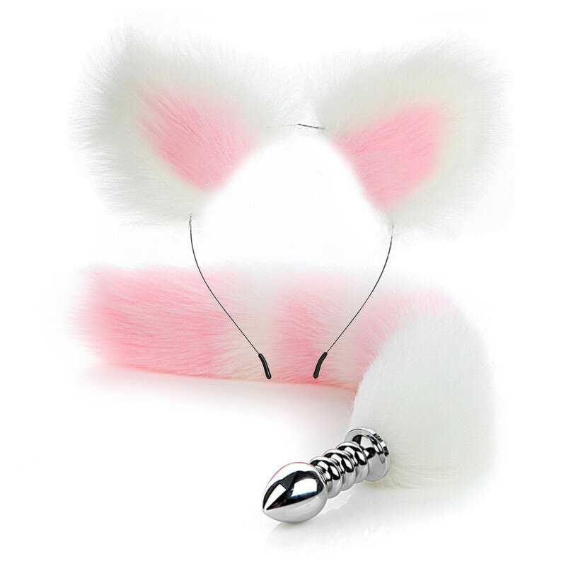 Anal Plug Fox หาง Hairpin Butt Plug Tail Ears Headbands คอสเพลย์อุปกรณ์เสริมนวดต่อมลูกหมาก Anal Sex Toys สำหรับคู่รัก