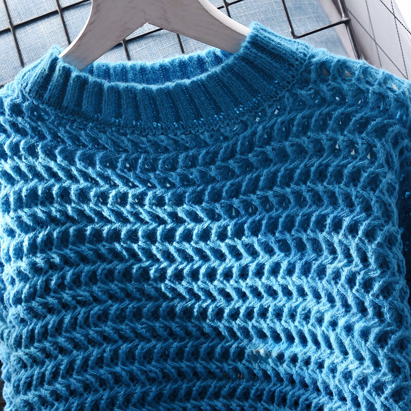 Pullover crop kerah bulat benang tebal wanita, atasan Sweater ketan lembut pakaian luar gaya Barat Jepang longgar baru